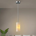 Alabaster Pendant Lights Kitchen Island, Nickel Hand Carved Alabaster Cylinder Pendent, Spanish Natural Marble Light Pendant for Bedroom Bathroom Dining Room Living Room