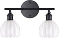 Bathroom Light Fixtures, 2-Light Black Vanity Wall Light Over Mirror with White Tulip Glass Shade for Bedroom Living Room (Bulb Not Included)