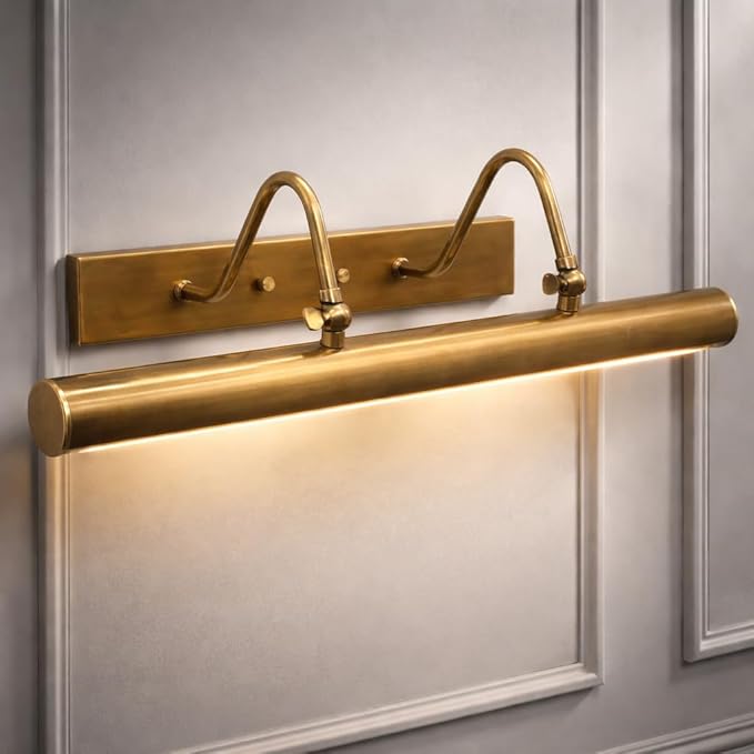 Luminaire Raw Brass Modern Painting Light - Vintage Vanity Dimmable Artwork Lighting Canvas - 270° Movable Sconce Framed Artwork, Wall Lighting for Picture Wall Light (Polished Brass)