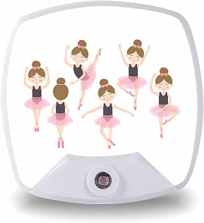 LED Square Night Light,Cute Ballerina LED Night Light Plug into Wall with Dusk to Dawn Light Sensor White Energy Efficient Nightlight for Bedroom Bathroom Hallway Living Room Kitchen