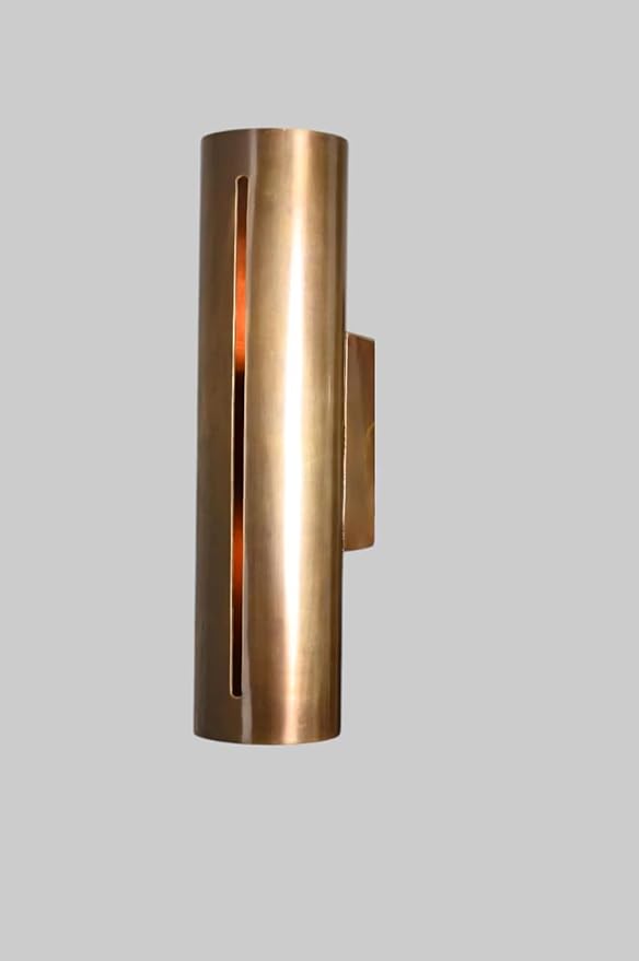 Handmade Mid Century Modern Brass Wall Sconce - MCM Sculptural Light Fixture for Home Decor, Vintage Cylinder Wall Lamp for Living Room, Bedroom, Hallway, Industrial Wall Lighting (Black Antique)