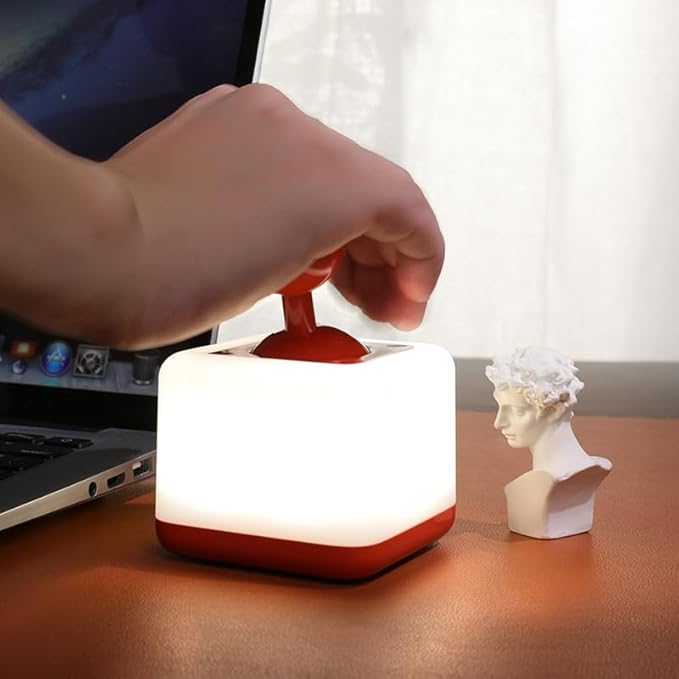 Night Light Lamp Rocker Night Light, 2-Speed Timer Bedside Night Lamp Rechargeable USB Lamp Side Table Light Night Rising Lamp LED Companion Light(Rocker Red)