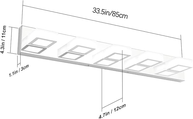 Ralbay LED Bathroom Vanity Lighting Fixtures 5 Lights Acrylic Rotable 360° Modern Bathroom Vanity Light Over Mirror