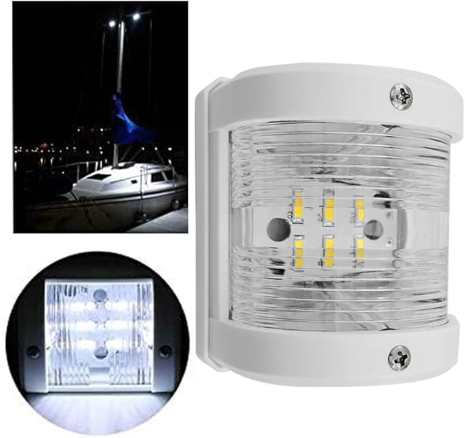 ISURE MARINE White Stern LED Navigation Light ABS Anchor Signal Mast Light 225° IP66 Waterproof 1 Nautical Miles