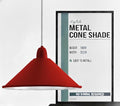 Red Cone Pendant Light Shade Metal Farmhouse Hanging Light Fixture Replacement Lamp Shade for Ceiling Fan or Kitchen Island Lighting (Red, Pack of 1)