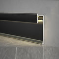 14Pcs LED Aluminium Metal Baseboard Trim, Matte Black 120mm x 2500mm 4.72" x 8.2' Total 114.8 ft LED Light Aluminum Wall Base Board Cover Molding Skirting Trim, Embedded Mount Down Light B Style