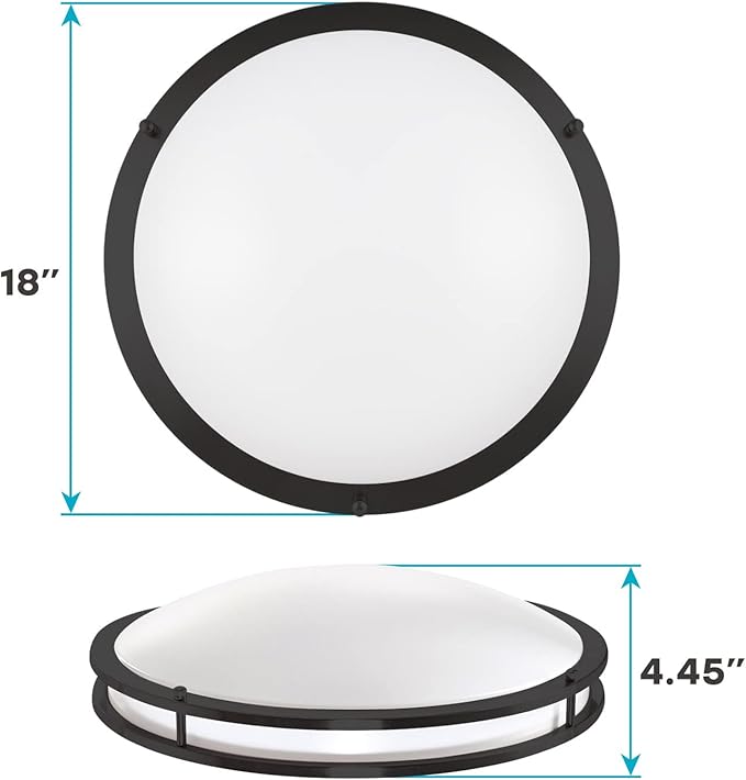 LUXRITE 18 Inch LED Flush Mount Ceiling Light, 5 Color Selectable 2700K | 3000K | 3500K | 4000K | 5000K, Dimmable, Modern Ceiling Light Fixture, 24W, 2160 Lumens, Energy Star, ETL Listed, Matte Black