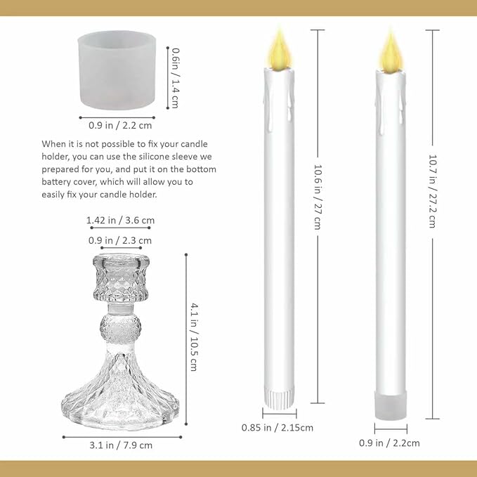 6 Pack Flameless Candles with Diamond Base Light - Hexagon Glass Holder, Remote Timer & Dimmer | Safe LED for Thanksgiving/Xmas Decor, Wedding Centerpiece (White, 6 Pack)