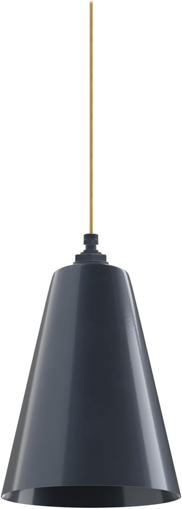 Steel Lighting Co. Laurel Pendant Light | Ceiling Mounted | 8.5 inch Cone Shade | Modern Contemporary Farmhouse Style Made in America | Gold Cloth Cord | Gray Blue Exterior/Gray Blue Interior