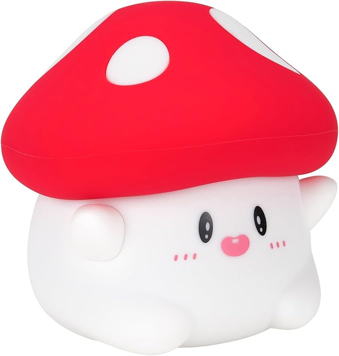 Mushroom Night Light Lamp Silicone Squishy Cute Nursery Nightlight Rechargeable Bedside Lamp with Timer & Tap Control, Christmas Gift