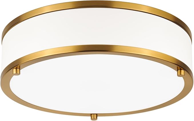12.5 Inch LED Flush Mount Ceiling Light Fixture, 26W, Modern Ceiling Light, 3 Color Adjustable 3000K/4000K/5000K, Dimmable Ceiling Lamp for Bedroom Hallway Bathroom Kitchen (White Gold)