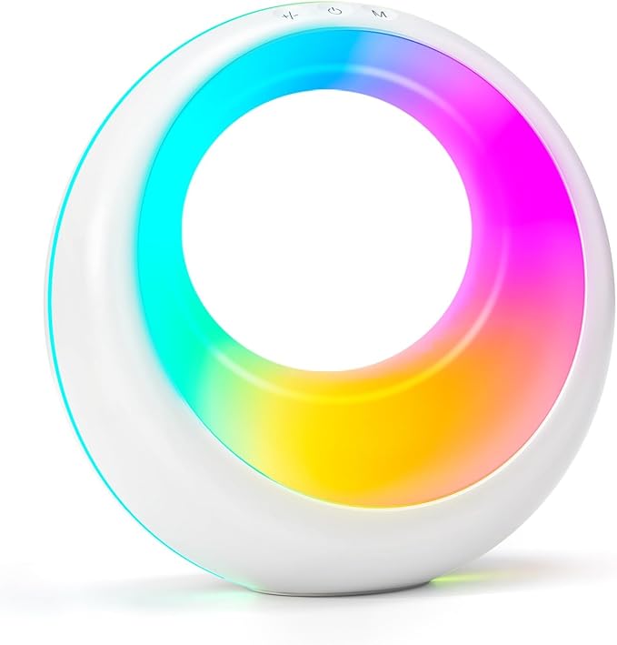 Auxmir Nursery Night Light for Baby, Magic Moon Lamp for Kids and Adult 7 Lighting Colors & 9 RGB Modes, Rechargeable Bedside Table Lamp with Timing Function, Sleep Aid Nursing Lamp for Bedroom
