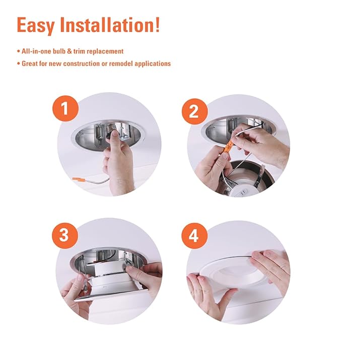 HALO 5/6 inch LED Recessed Light Trim with Selectable Color Temperature 2700K-5000K Dimmable Wet Location Indoor Outdoor Downlight Retrofit RL56069FSD2W1EWH