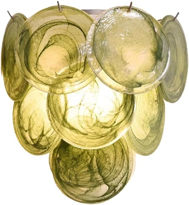 Modern Artistic Wall Sconce, Iridescent Layered Glass Disc Wall Lamp, Unique Creative Decorative Lighting Fixture, for Bedroom, Living Room, Hallway, Entryway Decor(Dark Green)