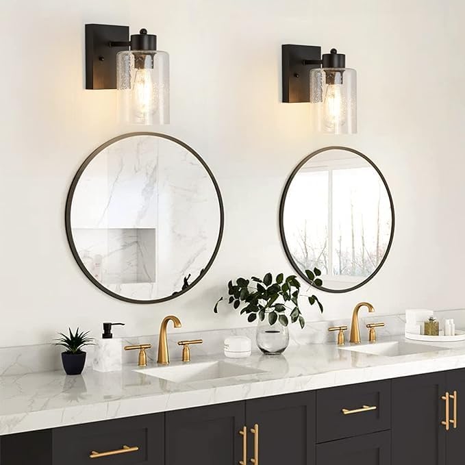 4-Pack Seeded Glass Shade Covers, Cylinder Bubble Glass Replacements Lampshade 5.9 in Height, 3.9 in Diameter, 1.7 in Fitter, High Transmittance Clear Glass Shades for Light Fixtures