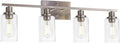 MELUCEE Bathroom Light Fixtures Brushed Nickel 4 Heads Modern Vanity Lights Wall Sconce with Clear Glass Shade for Hallway Kitchen Bedroom Living Room (Patent No.: US D963914 S)