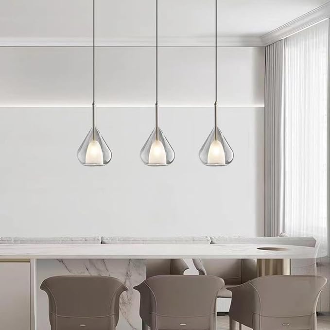 Modern Gold Black Double Layer Glass Teardrop Pendant Light E27 Base Adjustable Hanging Decorative Luminaire for Living Room Bedroom Dining Area Small Spaces