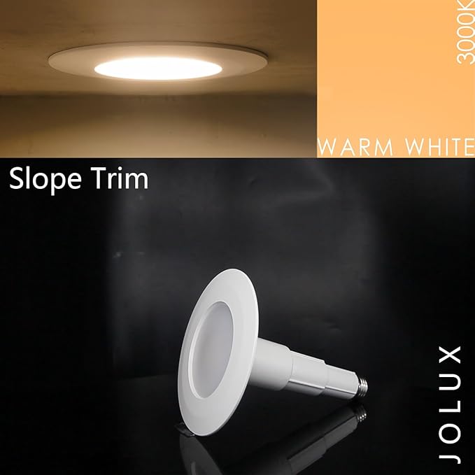 Jolux 4 Inch LED Can Lights Adjustable Recessed Retrofit Downlight, 8.5W=40W, 3000K Warm White, 500LM, Dimmable,ETL Damp Rated Replacement Recessed Lighting Install, Bevel Trim, E26 Base,4-Pack…