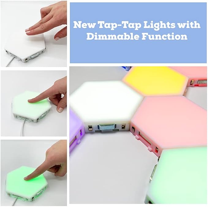 Bright Autism Tap-Tap Touch Sensory Lights – Dimmable Room Lighting for Therapeutic & Educational Play. Visual & Tactile Soothing LED Stimulation. Perfect Addition to Your Child's Bedroom (10pcs)