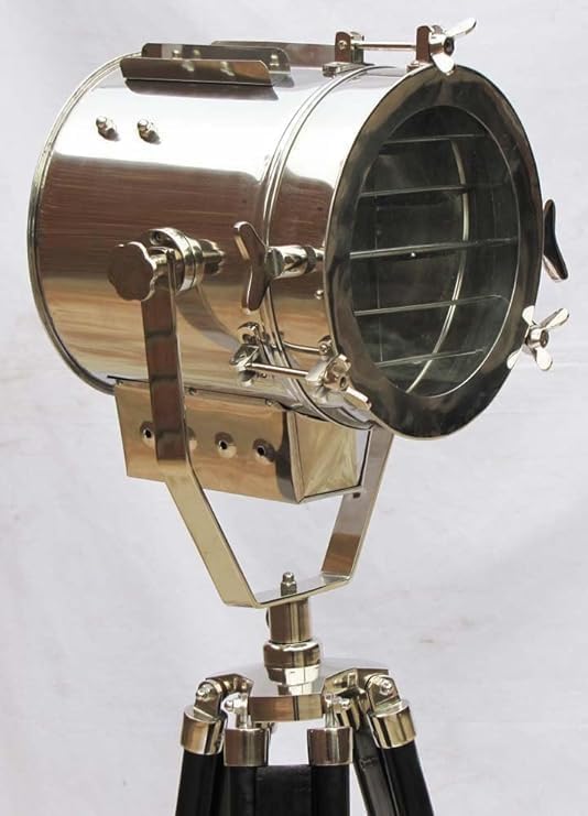 Decorative Spotlight Lamp Floor Retro Studio Tripod Searchlight Lamp Electric Floor Decor Lamps Rustic Vintage Home Decor Gifts, Chrome