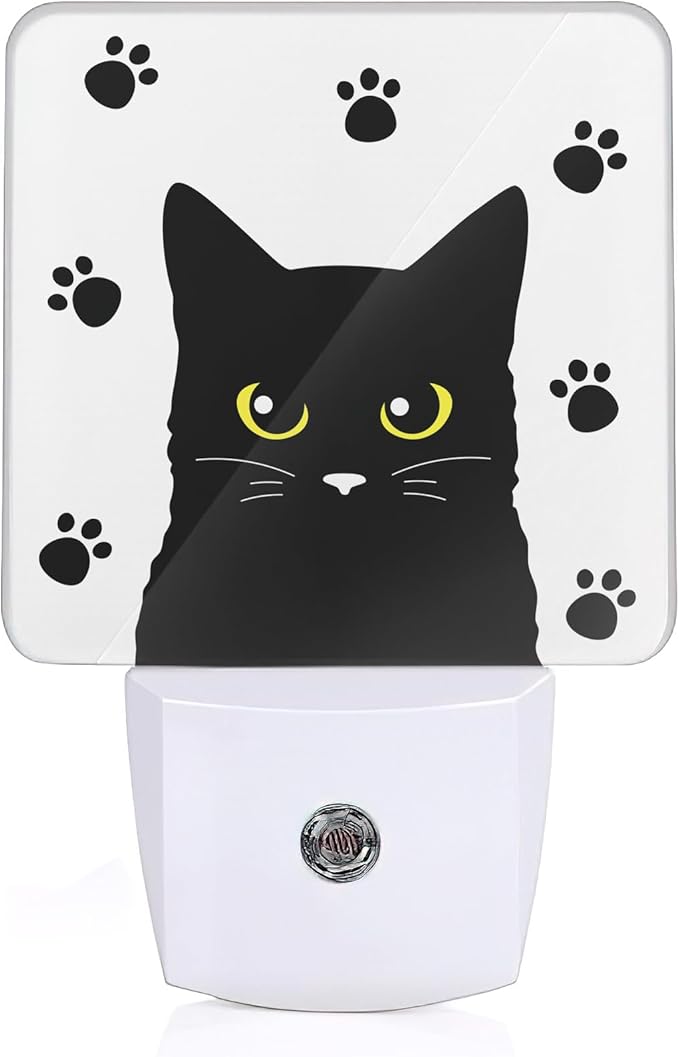 YASHILAIYA Cat Night Light,Funny Black Cat Night Lights Plug into Wall LED Dusk to Dawn Light Sensors Indoor Home Decor NightLights for Bedroom Bathroom Stairs Hallway for Girls Women