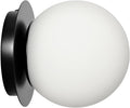 Modern Glass Globe Wall Sconce: Black Single Light with Milk Glass Shade - Minimalist Spherical Vanity Sconces Over Mirror - Contemporary Ball Wall Lights Fixtures for Entryway Bedside Bulb Excluded