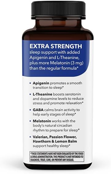Rest-ZZZ Extra Strength - Sleep Support Supplement - Fall Asleep & Stay Asleep - Calms Nervous System - Naturally Ease Muscle Tension & Restlessness - Low Dose Melatonin GABA & Chamomile - 60 Capsules
