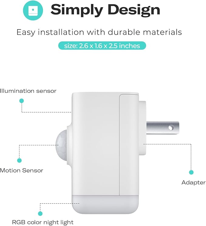 THIRDREALITY Multi-Function Night Light 2 Pack, Zigbee Repeater, 3-in-1 Combines a Motion Sensor, a Illumination Sensor and RGB Color Night Light, 1-100% Adjustable Brightness, Zigbee hub Required