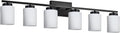 VINLUZ 6-Light Bathroom Vanity Light with Milky White Frosted Glass,Matte Black Modern Bathroom Wall Mounter Light Fixtures Over Mirror for Living Room
