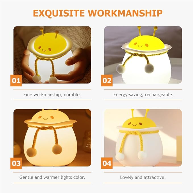 Silicone USB Rechargeable Night Light Bedside Decorative Lamp Animal Design Bedroom Soft Glow Nightlight for Nursery and Sleep