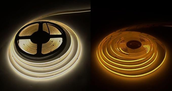 Warm Dim COB LED Tape Light – 3000K to 1800K Dim-to-Warm, Dot-Free Strip, UL Listed, Flexible LED Strip Light for Ambient & Accent Lighting 3.05w/ft 16FT Pack