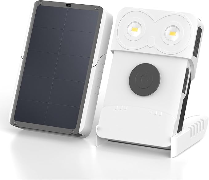 EYONGPV OWL-CSP Upgraded 2-in-1 Solar Emergency Lantern & Portable Solar Charger, Rechargeable LED Camping Light with 18W PD Fast Charging, 4 Modes & SOS for Power Outages & Outdoor Use (White)
