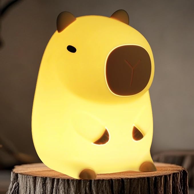 Capybara Night Light for Kids - Safe Squishy Silicone Nursery Light with Timer,Dimmable & Rechargeable Touch Bedside Lamp, Cute Capybara Gift for Boys Girls Toddlers, Baby & Kids Room Decor
