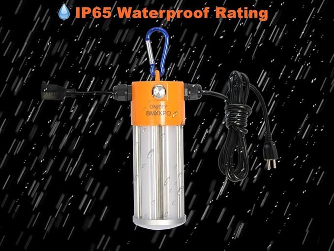 LED Suspended Jobsite Light（ 300 watt Equivalent） Linkable Temporary Work Construction String Light,with 3 Prong Plug 10FT 18AWG Heavy Duty Power Cord