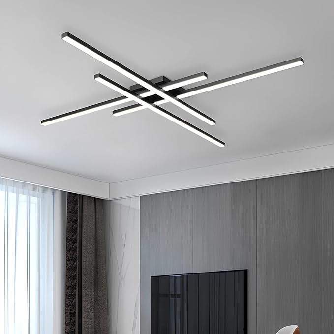 Modern Light Fixture, Modern LED Ceiling Lights, Ceiling Light Fixture for Hallway, Entrance, Cafe,Living Room, Bedroom, Corridor, Porch, Passage Light Fixtures (Black (4-Lights))