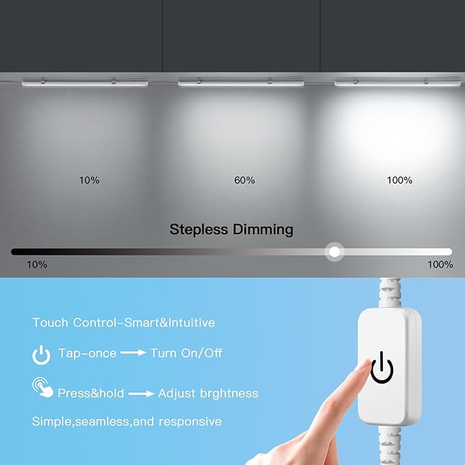 Under Cabinet Lights, 3-Piece 12-Inch, Dimmable, USB-Powered Parallel Linkable Cabinet Lighting, Cool White, for Wardrobe, Shoe Cabinet, and Workbench (3)
