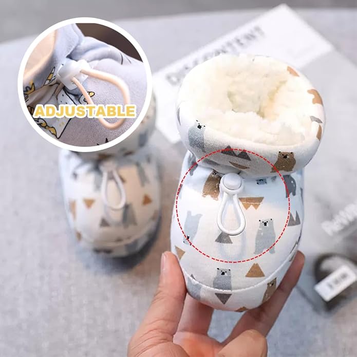 Warm Fur Baby Boots, 2024 New Warm Cozy Fleece Baby Booties, Winter Snow Anti-Slip Soft Sole Warm Sock Shoes