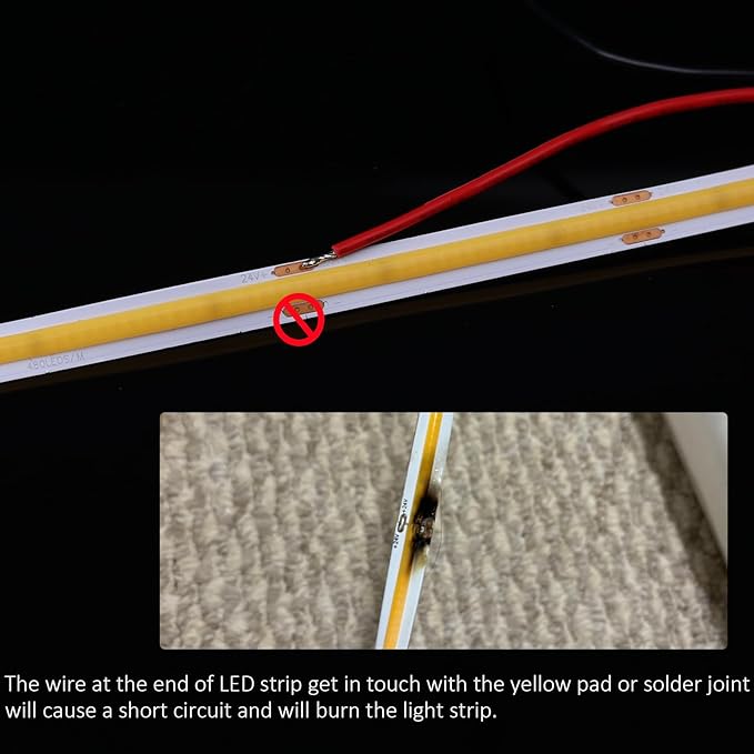 JOYLIT 24V COB LED Strip Lights 16.4ft 3000K Warm White 550LM/FT Super Bright CRI 95+, UL Premium 2400LEDs Dotless Dimmable Adhesive Tape Light 90W for Commercial, Industrial, Residential