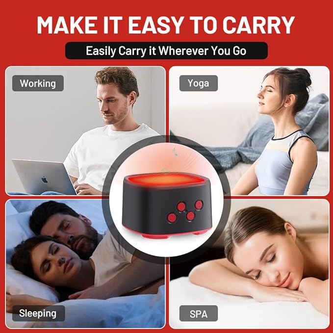 Red Light Sleep, White Noise Red Light for Sleep, 630-660nm Night, Multiple Brightness Options, Lamp Backed by Science for Adults & Kids Bedroom