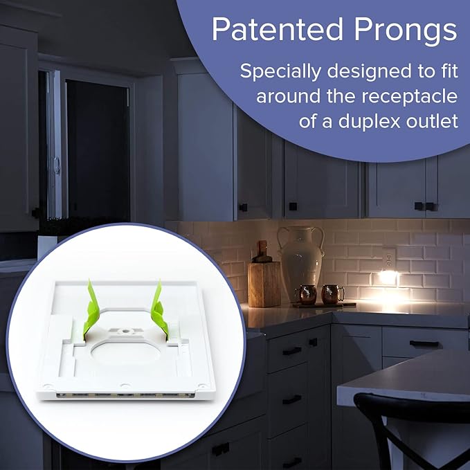 3 Pack - SnapPower GuideLight [for Duplex Outlets] - Replaces Plug-In Night Light - Electrical Receptacle Wall Plate With LED Night Lights - Auto On/Off Sensor - (Duplex, White)