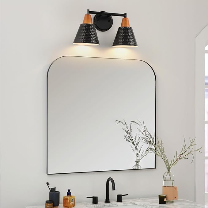 Black 2 Light Vanity Light, Vintage Industrial Bathroom Light, Suitable for Bathroom, Bedroom, Living Room
