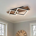 EDISLIVE Modern Wood LED Ceiling Light Square 18.7in Flush Mount Lighting Fixture 24W 3000K Kitchen Ceiling Lights for Bedroom Living Room Kitchen Hallways