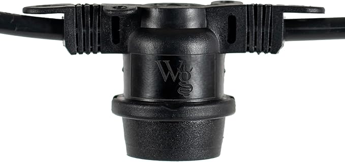 15-ft 10 Socket E26 Commercial Patio Light Stringer, Heavy Duty Weatherproof SJTW Black Wire, 18" Spacing, 16 AWG, Cord Only