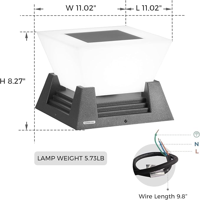 Outdoor Post Light, High Voltage Hardwired LED Pillar Lights, IP54 Waterproof Garden Column Lamp, Large Decorative Post Top Lighting for Driveway, Yard, Porch, Pathway