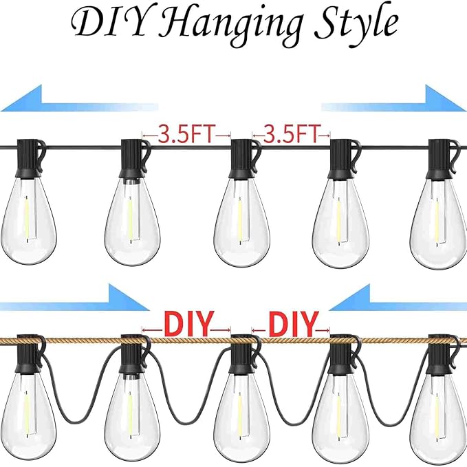smareal LED Outdoor String Lights 60FT with 16+1 Shatterproof Bulb Design,Waterproof Commercial,Patio Lights for Garden,Porch,Deck Decor,Backyard,Balcony