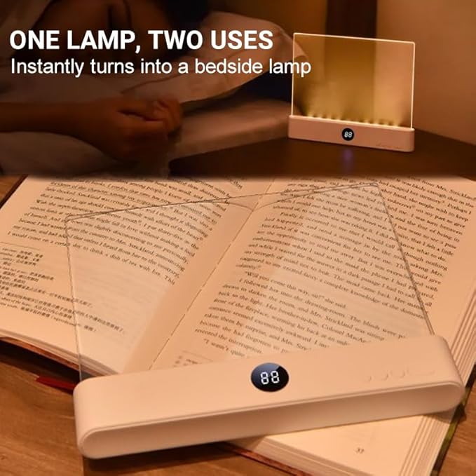 Smart LED Reading Light, Dimmable Book Light with 3 Colors Adjustable & Timer Dimmable Panel, Rechargeable Flat Page Reading Light, Eye Protection Lights for Bedtime Night Reading (Pink)