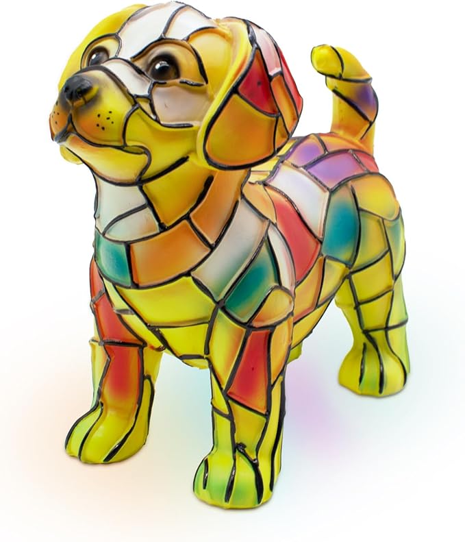 Labrador Night Light, LED Dog Series Art Light, Cute Pet Themed Stained Resin Table Lamps, Vintage Home Decor, Fun Gift for Dog Lovers (#06, 7.87")