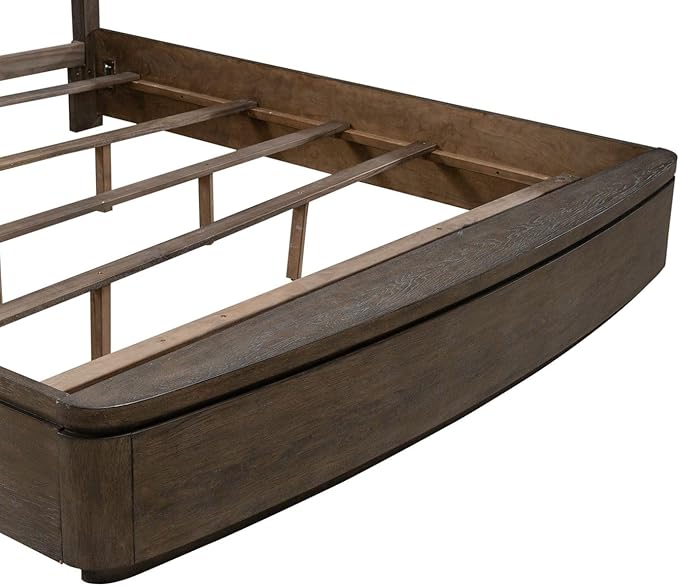 Liberty Furniture Cascade Falls King Panel Bed with LED Touch Light - Satin Espresso Oak