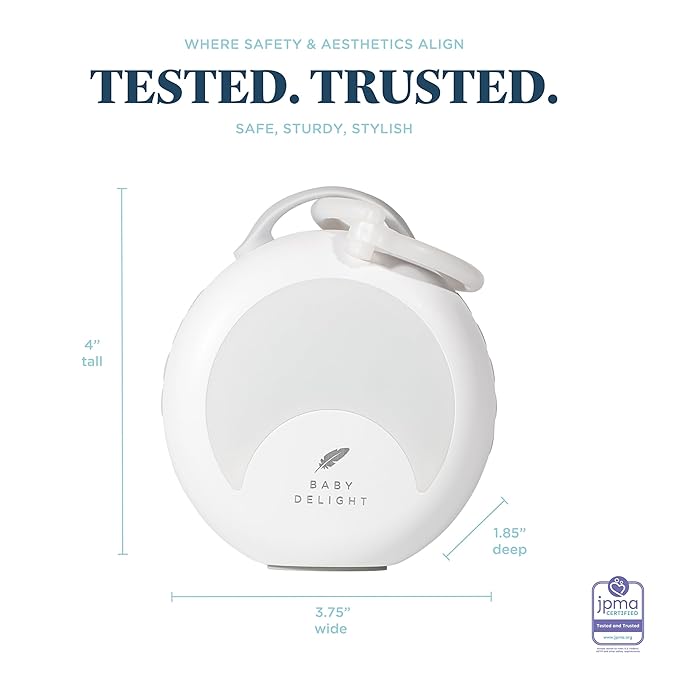 Baby Delight Dewdrop Sound Machine | Portable Baby Noise Machine & Travel Nightlight | 30 Sleep Sounds | Lullabies, Nature Sounds, White Noise & More | 8 Light Colors | Voice Recorder | Rechargeable