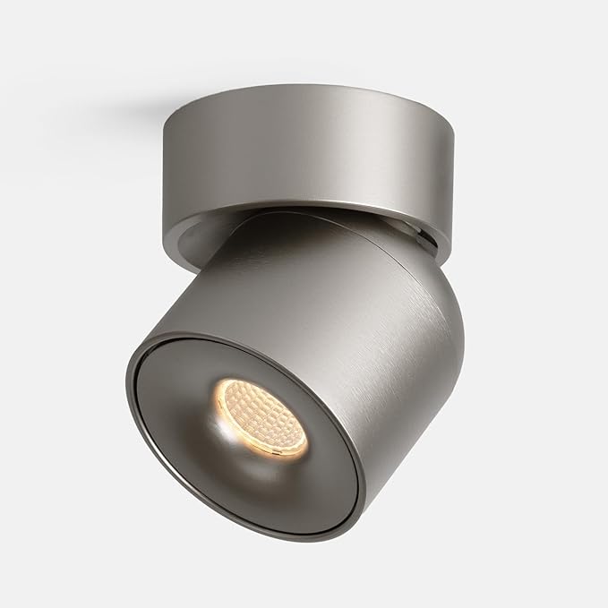 7W LED Ceiling Spotlight Indoor Spot Light with 350° Rotation Dimmable, Surface Mounted Lights with 3000K CRI 97, for Picture Panting Living Room Bedroom Accent Lighting, Brushed Nickel